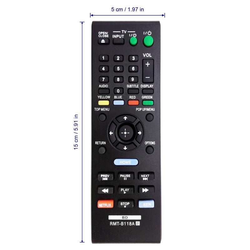 Vinabty RMT-B118A Replace Remote fit for Sony DVD Blu-ray Player BDP-BX18 BDP-BX38 BDP-BX39 BDP-BX58 BDP-BX59 BDP-BX110 BDP-BX310 BDP-BX510 BDP-S185 BDP-S280 BDP-S380 RMT-B109A RMT-B116A RMT-B119A RMT-B120A - Image 3